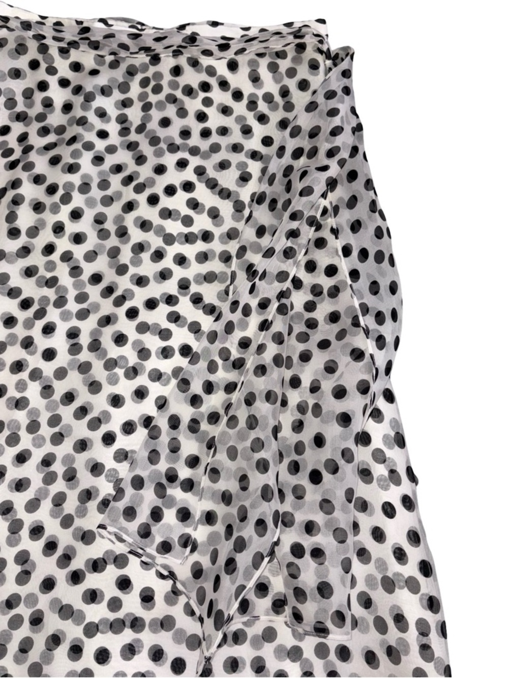 Shanty Polka Dot Layered Skirt Size 10 Sheer Overlay Tie Waist Black White - Picture 2 of 11